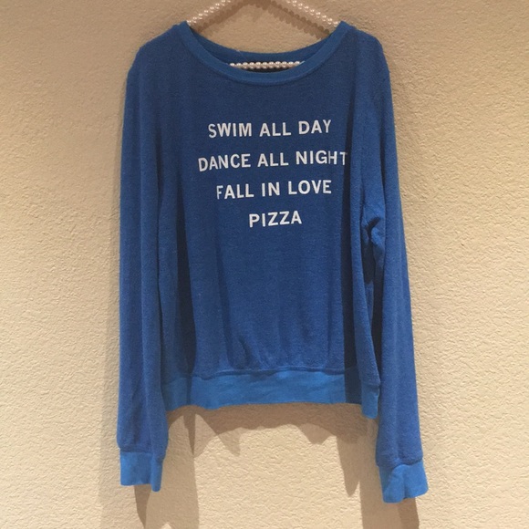 Wildfox Blue Pizza Party Baggy Beach Jumper - Picture 3 of 8